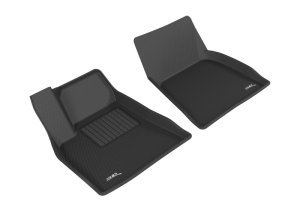 Tesla Model S Floor Mats - Front - 3D MAXpider - Kagu - Carbon Fiber Embossed Pattern - Black - `12-`14 Tesla Model S Floor Mats - Front - 3D MAXpider - Kagu - Carbon Fiber Embossed Pattern - Black - `12-`14